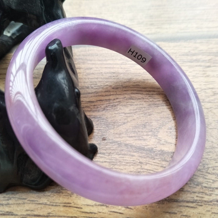 10% OFF- 58/59/60mm Certified Natural Lavender Jadeite Emerald A*Jade HandCarved Bangle H109