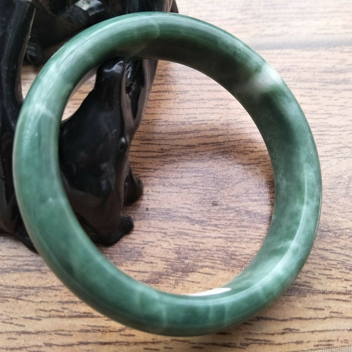10% OFF- 58/59/60mm Certified Natural Oily Green Jadeite Emerald A*Jade HandCarved Bangle H104