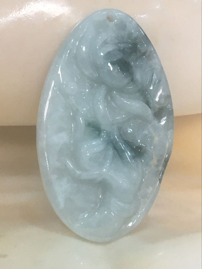 10%OFF- Certified Natural Icy Lavender Jadeite Emerald Jade Translucent Guanyin Pendant《Grade A》0136