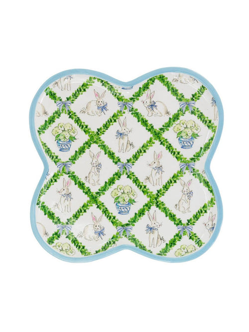 12.25" Boxwood Trellis Clover Ceramic Platter Rosanne Beck