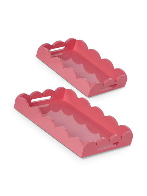 16" Bubblegum Scalloped Tray