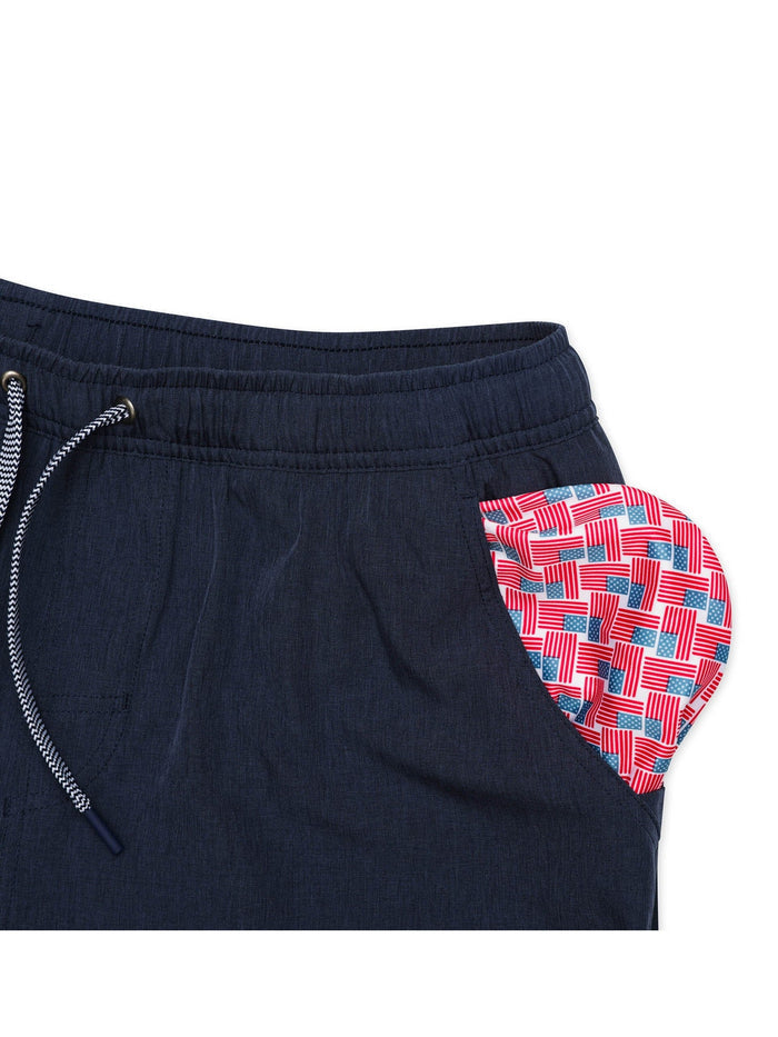 5.5" Athletic Short - Heather Navy/ American Flag Liner