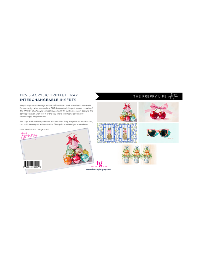 5.5x11 THE PREPPY LIFE trinket tray insert set of 5