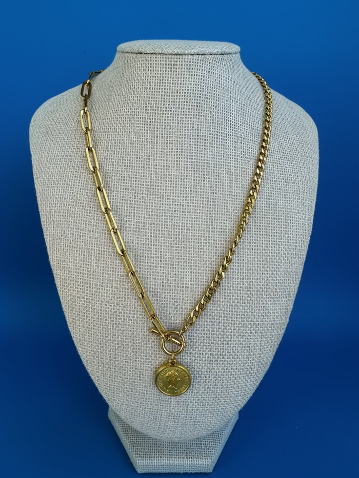 Coin Paperclip Necklace