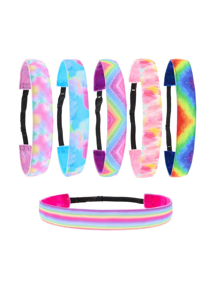 Adjustable No Slip Tie Dye Headbands - Fun & Secure Fit