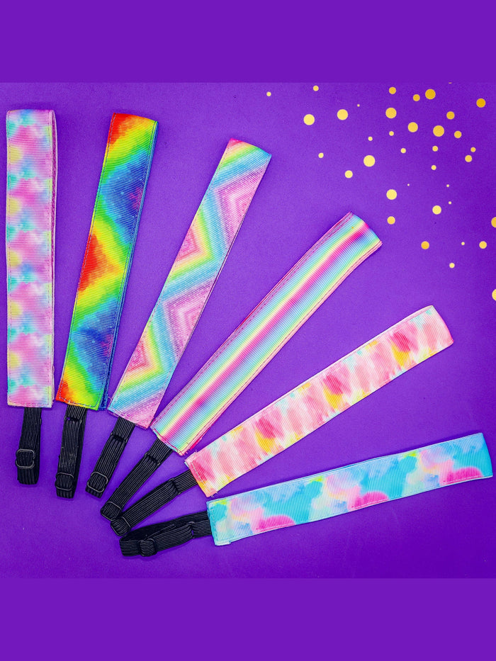 Adjustable No Slip Tie Dye Headbands - Fun & Secure Fit