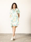 Alana Dress- Aqua Scroll