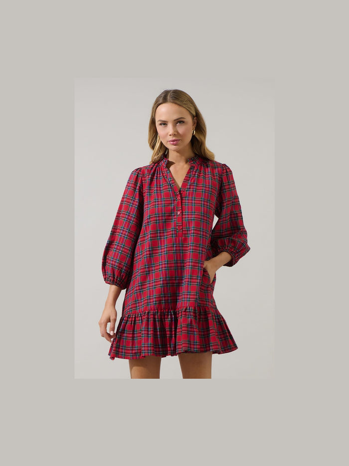 Arvada Plaid Deneta Shift Mini Dress