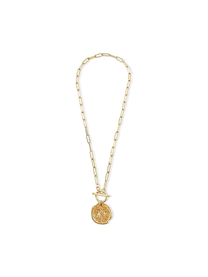 Asher Compass Pendant Toggle Chain Necklace