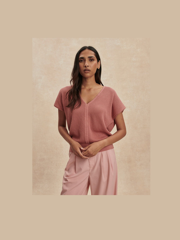 Ashford Knit Top- Ash Rose