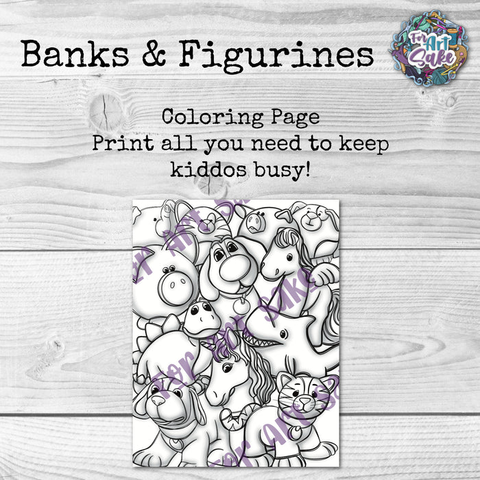 Banks and Figures Coloring Page- Unlimited Use Download