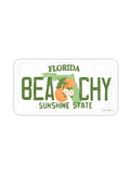 Matte finish Beachy Florida vinyl sticker on white background close-up