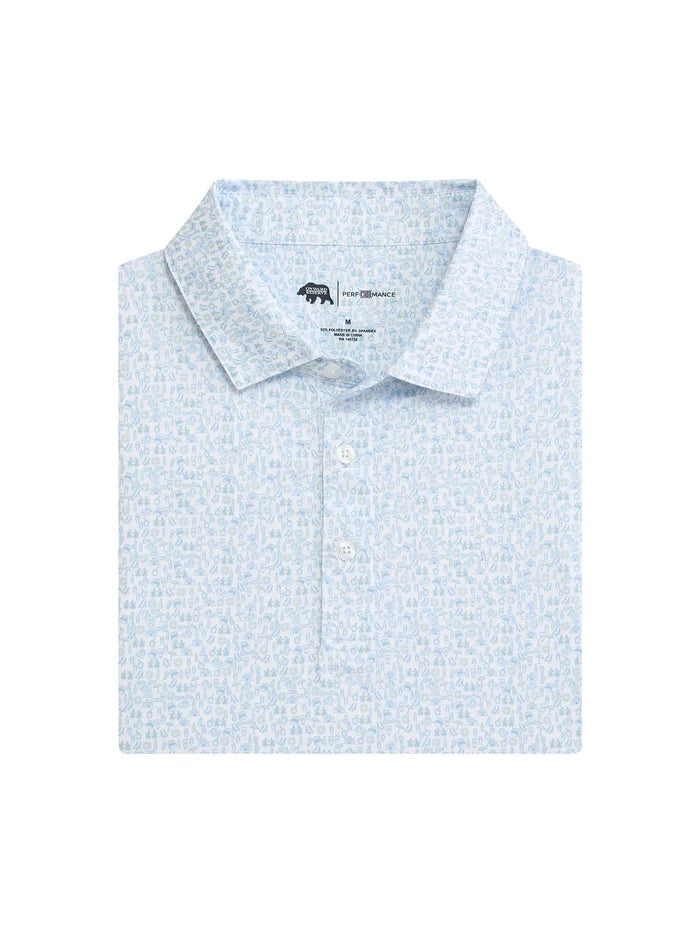 Beachcomber Printed Performance Polo - Azurine