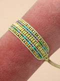 Beaded Bracelet Wide - Multi Stripe