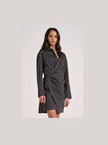 Black Pinstripe Crossover Dress