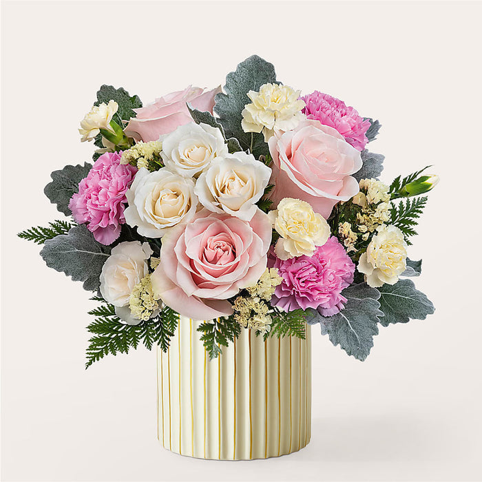 Blissful Moments Bouquet with Ivory Vase – BUEHLER'S FLORAL, Wooster OH
