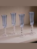 Blue French Swirl Champagne Flutes (S/4)