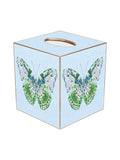 Blue Linen Butterfly Tissue Box