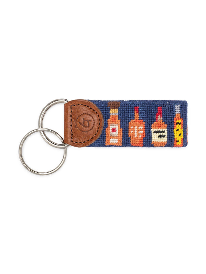 Bourbon Bottles Needlepoint Keychain