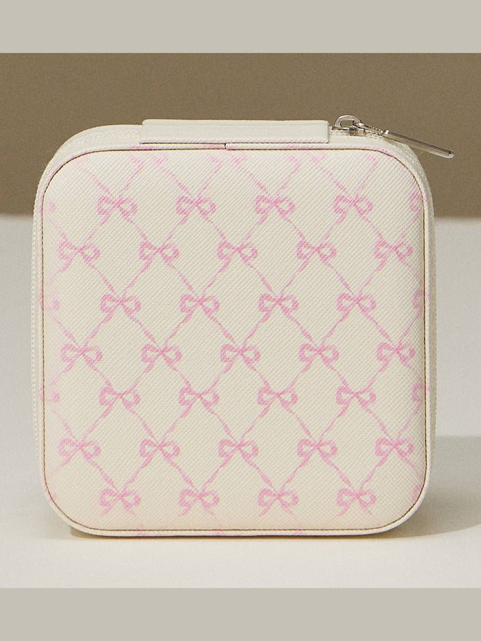 Bow Monogram Print Jewelry Box -Travel Size