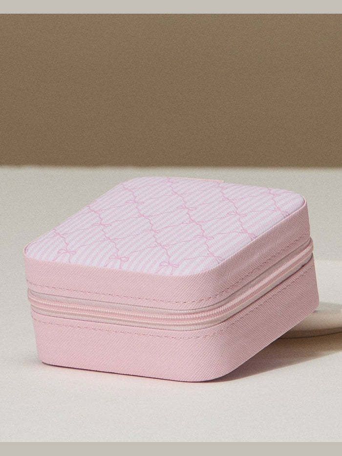 Bow Monogram Print Jewelry Box -Travel Size