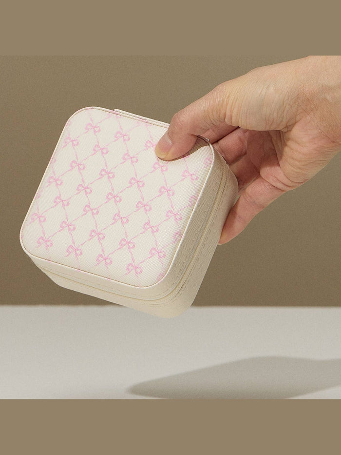 Bow Monogram Print Jewelry Box -Travel Size