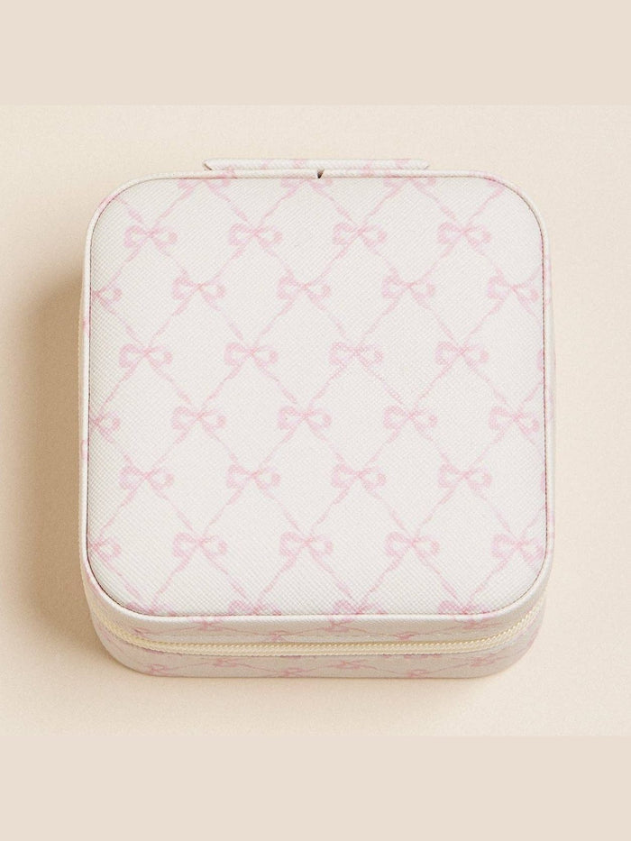 Bow Monogram Print Jewelry Box -Travel Size