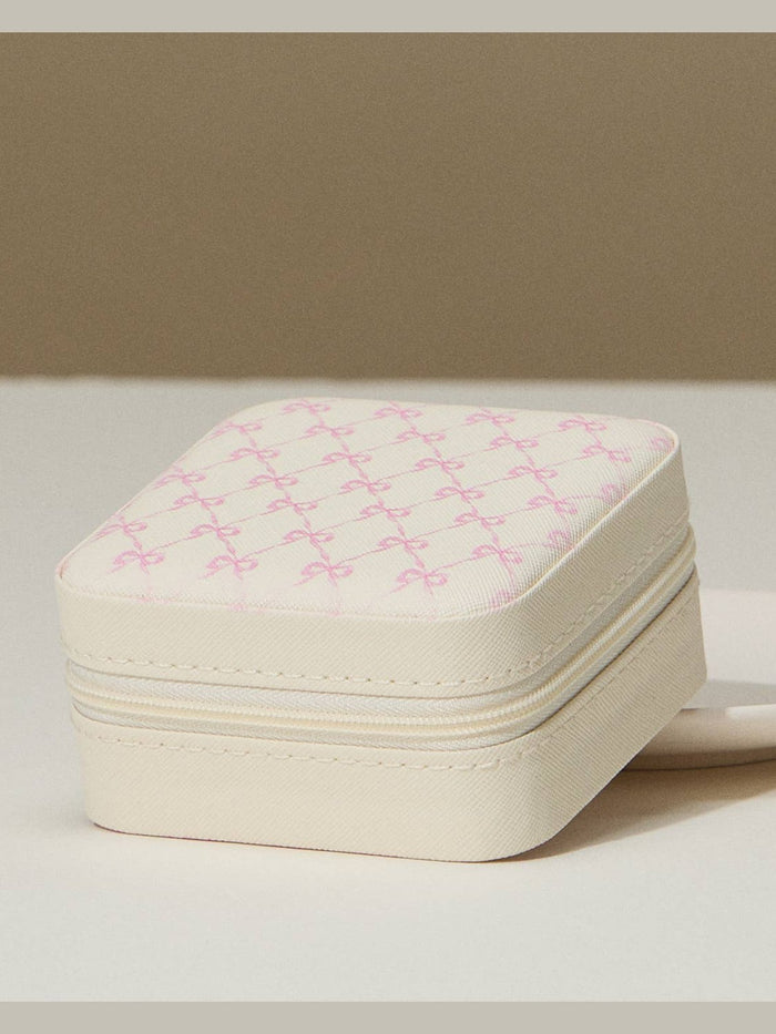 Bow Monogram Print Jewelry Box -Travel Size