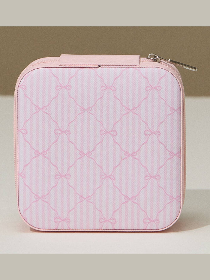 Bow Monogram Print Jewelry Box -Travel Size