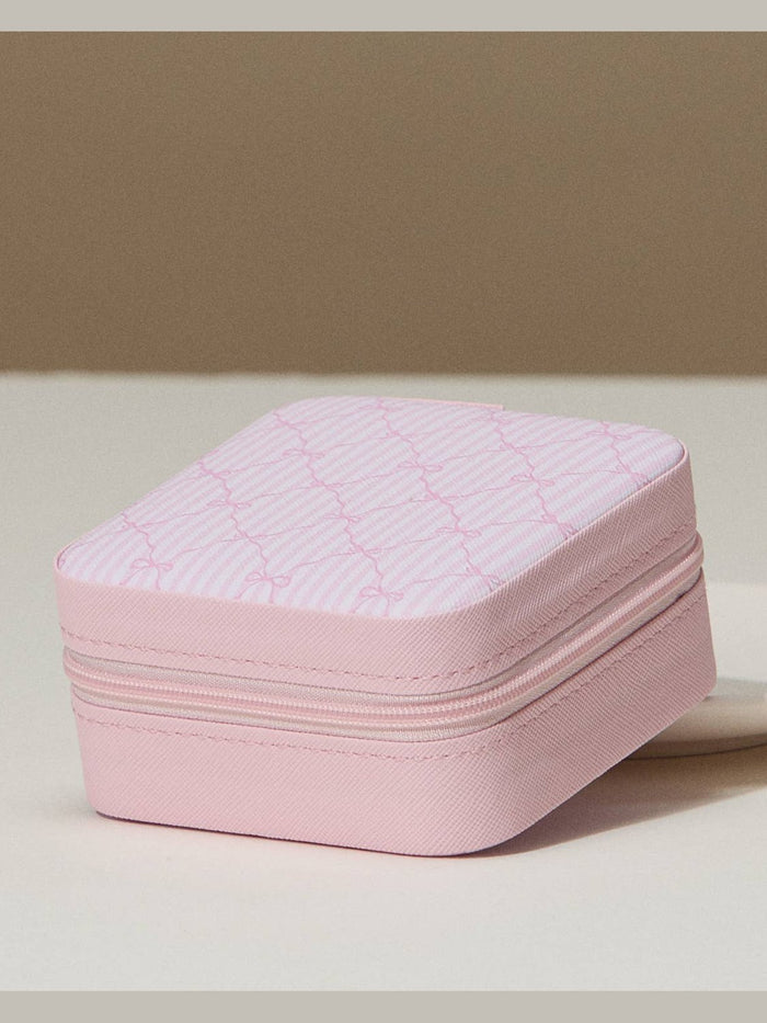 Bow Monogram Print Jewelry Box -Travel Size