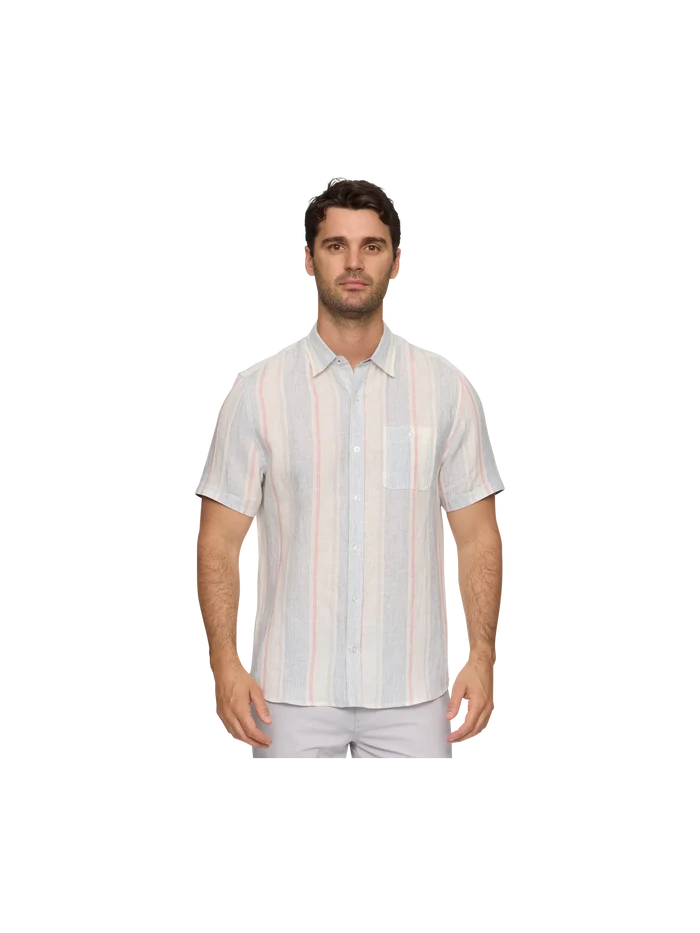 Brent SS Stripe Linen Blend Shirt