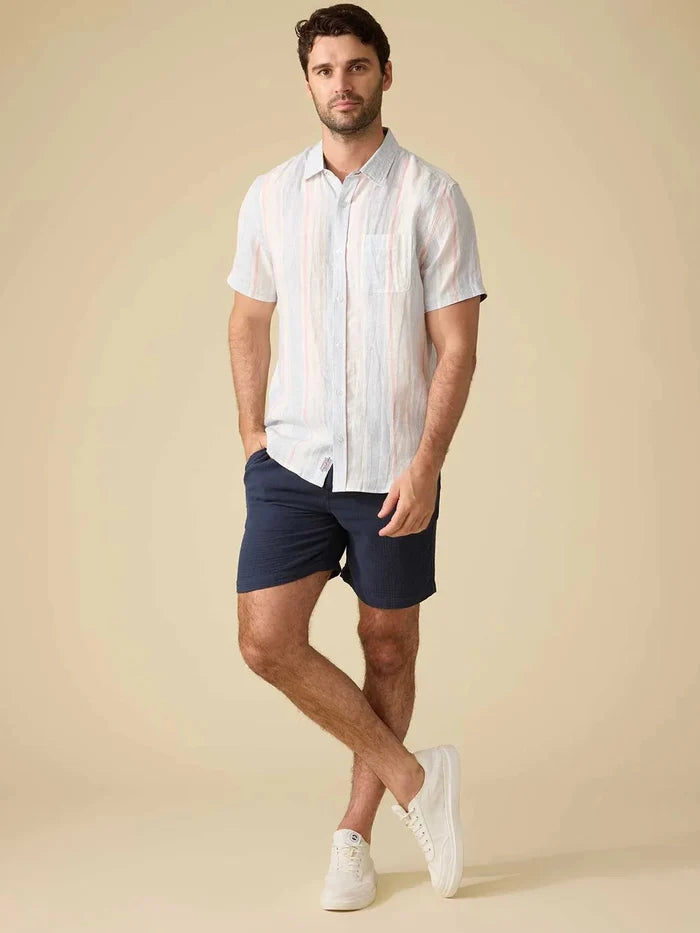 Brent SS Stripe Linen Blend Shirt