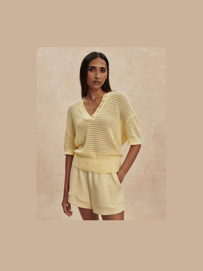 Callie Short Sleeve Knit Top - Anise Flower