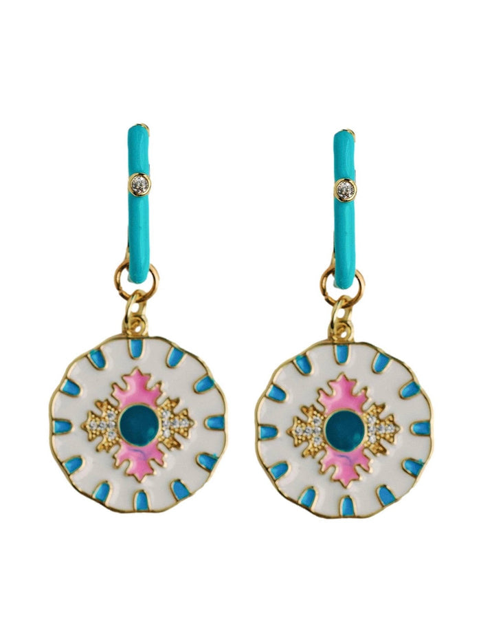 Capri Tile Enamel Charm Statement Earrings