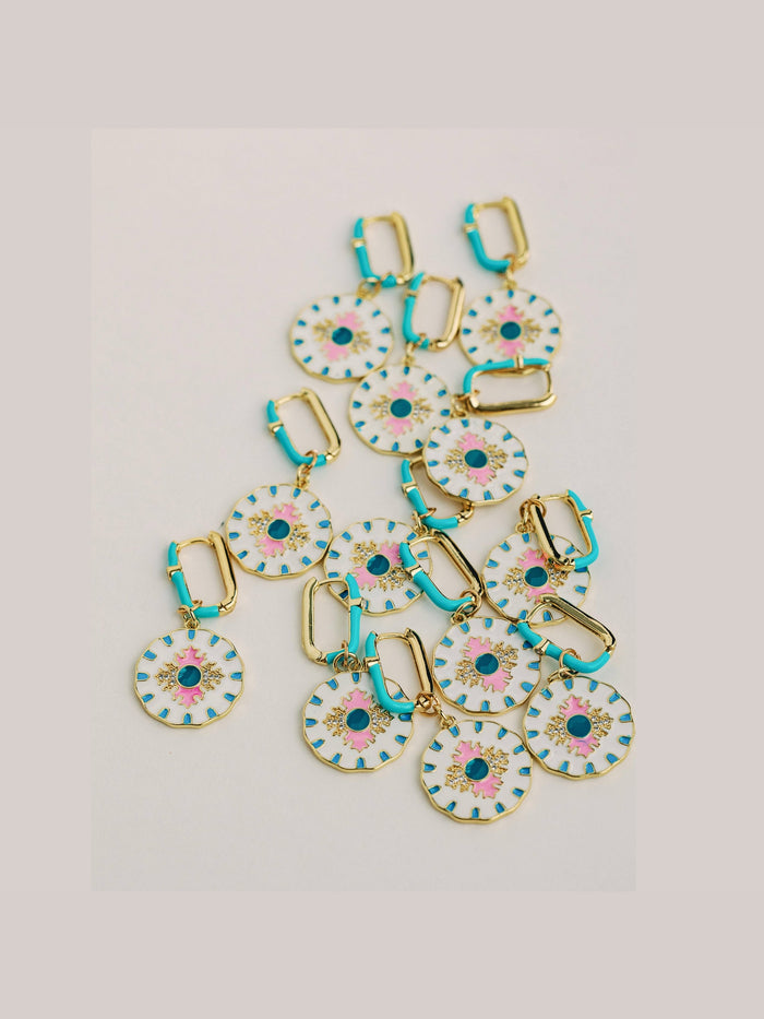 Capri Tile Enamel Charm Statement Earrings