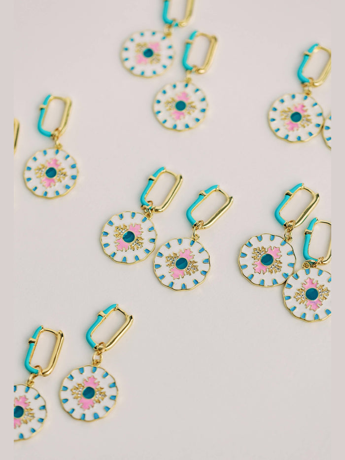 Capri Tile Enamel Charm Statement Earrings