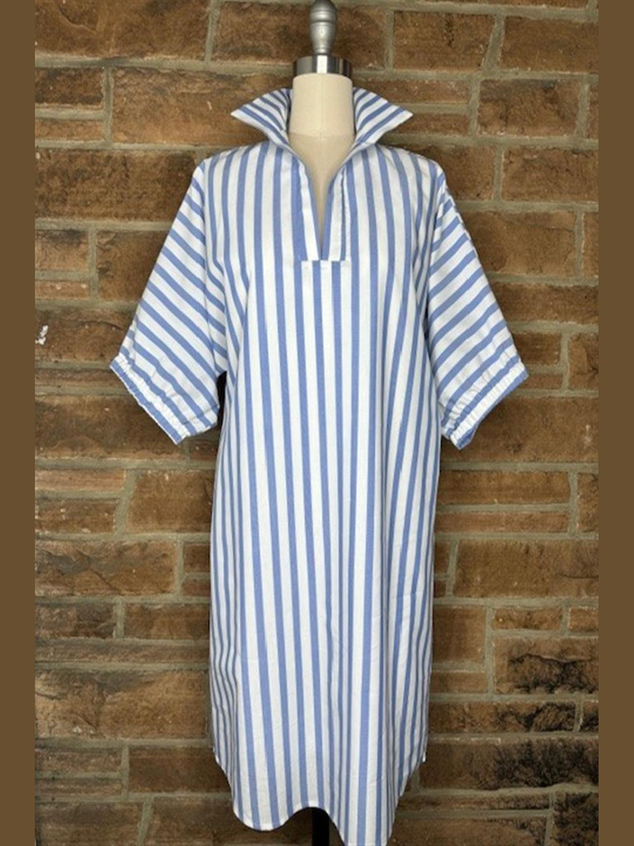 Charlotte Standing Collar Stripe Dress