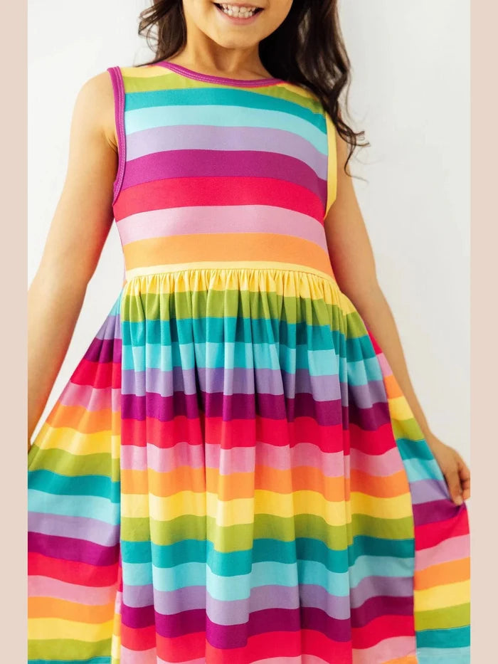 Cheerful Stripes Tank Twirl Dress
