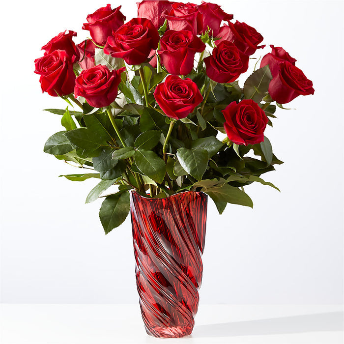 Classic Love Red Rose Bouquet with Luxe Swirl Vase – BUEHLER'S FLORAL, Wooster OH