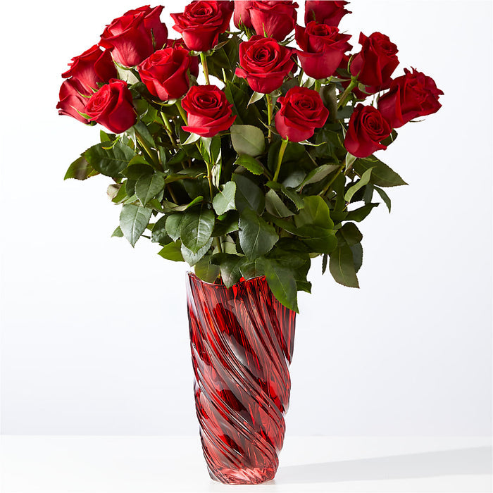 Classic Love Red Rose Bouquet with Luxe Swirl Vase – BUEHLER'S FLORAL, Wooster OH