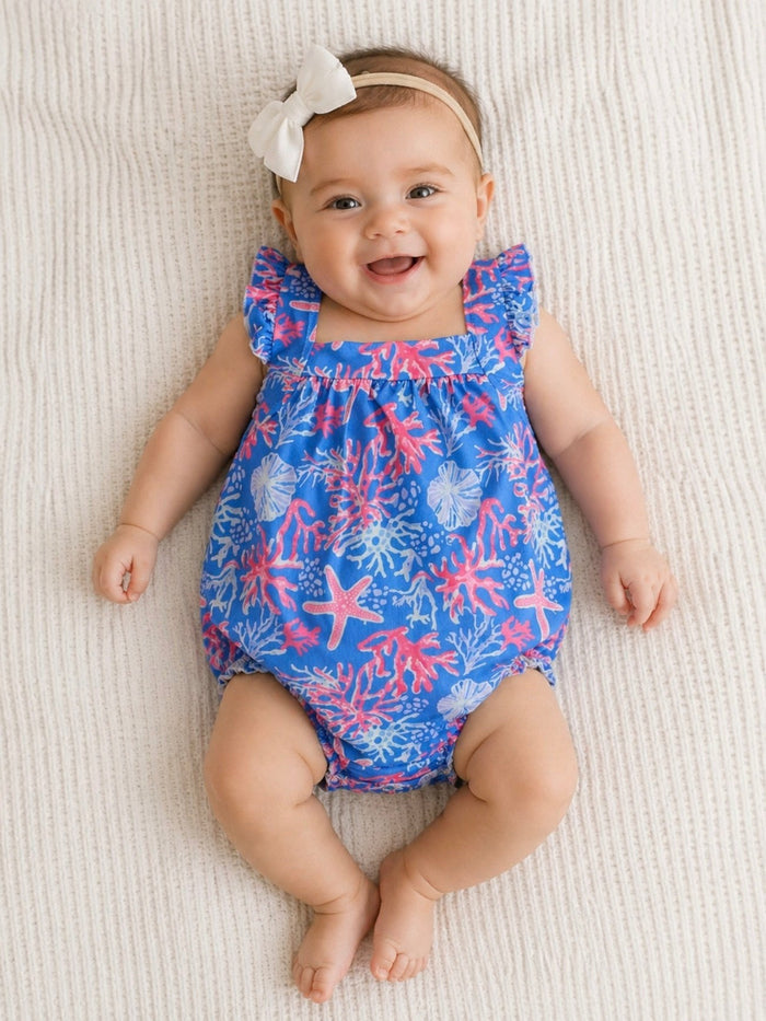 Coral Cove Ruffle Cross Back Romper