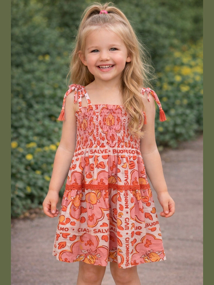 Coral Smocked Dress