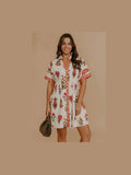 Cream Floral Mini Dress