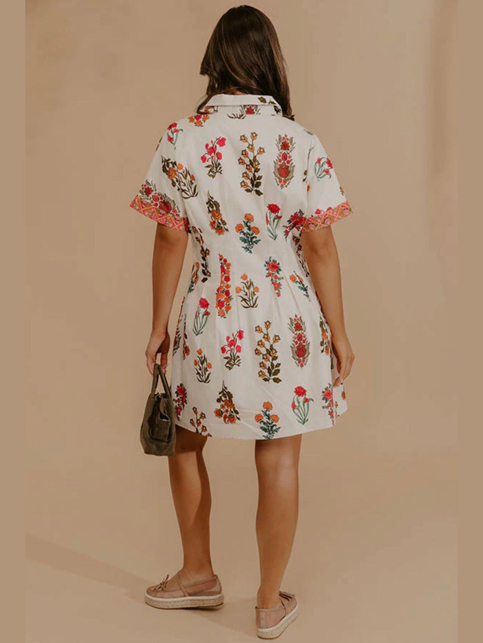 Cream Floral Mini Dress