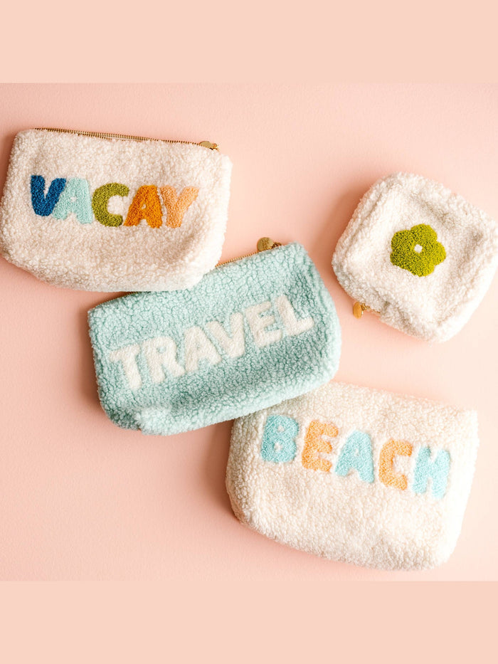 Cream Teddy Pouch - Beach