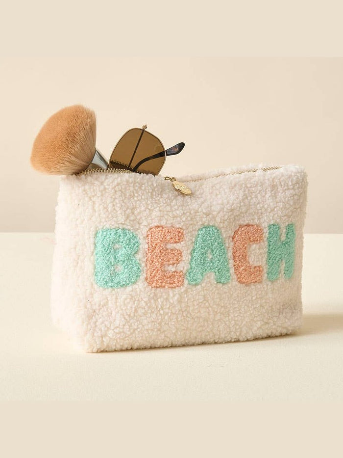 Cream Teddy Pouch - Beach