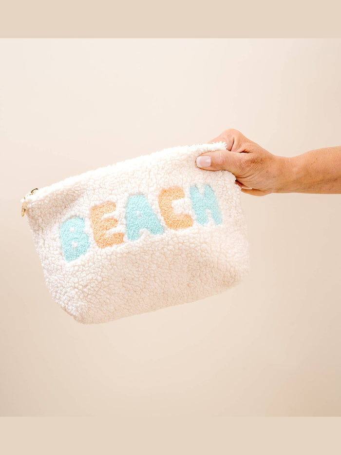 Cream Teddy Pouch - Beach