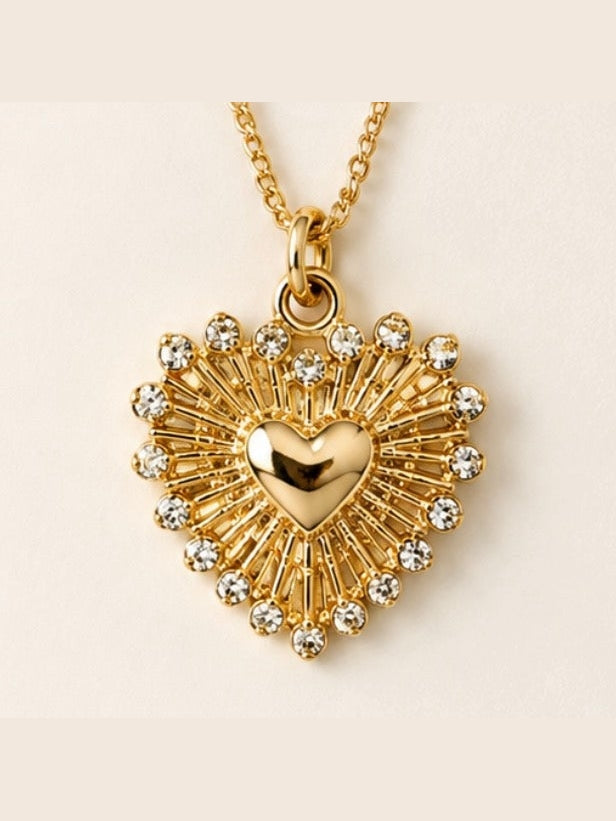 CZ Burst Heart Necklace