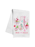 Deck The Halls Pink Vintage Hanging Ornaments Kitchen Towel