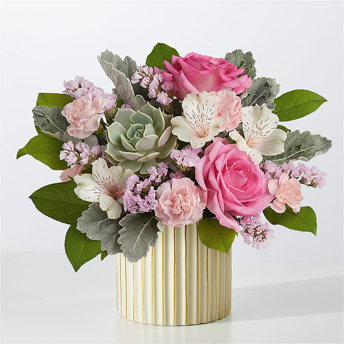 Dusty Rose Bouquet with Ivory Vase – BUEHLER'S FLORAL, Wooster OH